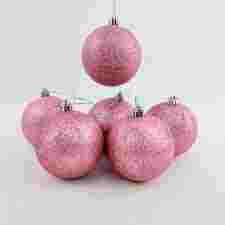 BOLA NATAL 8CM C/GLITER ROSA